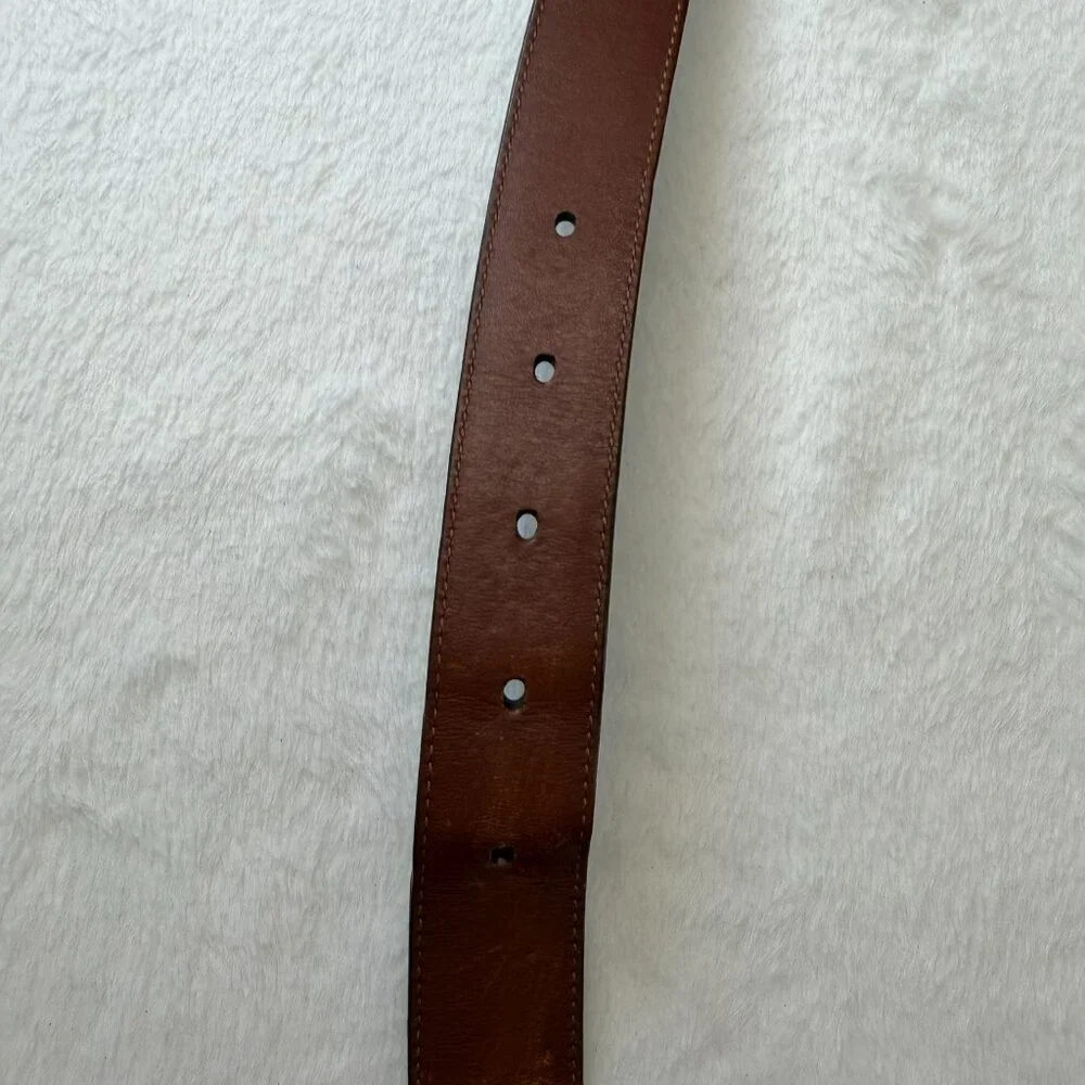 Coach Men's Brown Genuine Leather Belt Silver‎ Buckle Size 38